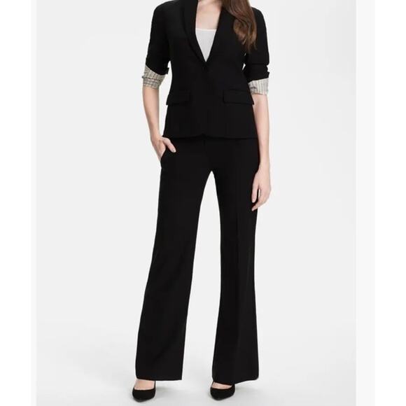Theory Emery Tailor Womens Trousers Wide Leg Pants Sz 2 Wool Blend Preppy - Picture 1 of 14